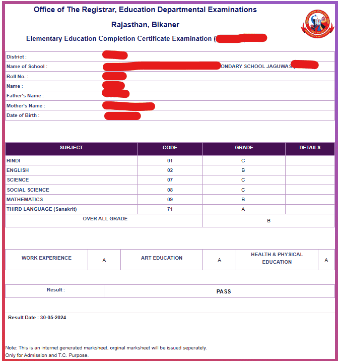 Shala Darpan Result Details